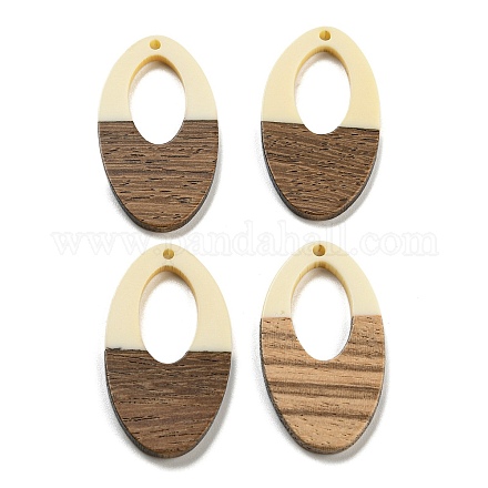 Opaque Resin & Walnut Wood Pendants RESI-XCP0002-12-1