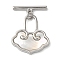 Brass Toggle Clasps, Cadmium Free & Nickel Free & Lead Free, with Shell, Cloud, Platinum, Bar: 4.5x17x2mm, Hole: 1.4mm; Lock: 20x18x2.5mm, Hole: 8x4.5mm