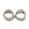 Alloy Rhinestone Bead Frame, Ring, Platinum, 12.5x5mm, Hole: 1.6mm