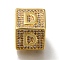 Brass Cubic Zirconia Beads, Cadmium Free & Nickel Free & Lead Free, Letter D, Square, Letter D, 9.5x9.5x9.5mm, Hole: 6mm