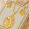 Brass Pendant Necklaces & Earrings Sets, Golden, Teardrop, 32x17mm & 450mm