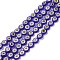 Handmade Evil Eye Lampwork Flat Round Bead Strands, Dark Blue, 10x4mm, Hole: 1mm, about 38pcs/strand, 14 inch