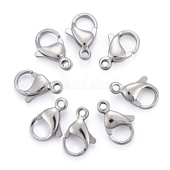 Tarnish Resistant 304 Stainless Steel Lobster Claw Clasps, Parrot Trigger Clasps, Manual Polishing, Stainless Steel Color, 13x8x4mm, Hole: 1.5mm