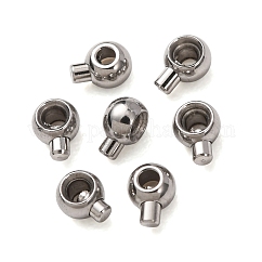 304 Stainless Steel Crimp Beads, Round, Stainless Steel Color, 4.5x2.5x3.5mm, Hole: 2mm