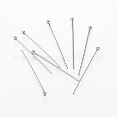 Tarnish Resistant 304 Stainless Steel Ball Head Pins, Stainless Steel Color, 30x0.8mm, 20 Gauge, Head: 2mm