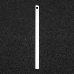 Tarnish Resistant 201 Stainless Steel Pendants, Laser Cut, Bar, Stainless Steel Color, 34.5x2x1mm, Hole: 1.2mm