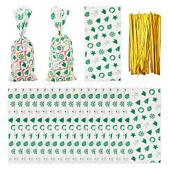 50Pcs Rectangle Christmas Themed Clear Plastic Cookies Storage Bags&nbsp;XMAS-TA0001-01