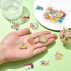 18Pcs 9 Styles Tourism Theme Alloy Enamel Pendants&nbsp;FIND-CJ0004-66