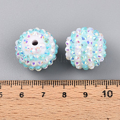 Stripe Pattern Resin AB Rhinestone Round Beads&nbsp;RESI-S313-18x20-15