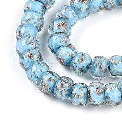 Luminous Handmade Gold Foil Glass Beads Strands&nbsp;FOIL-N029-02A-04