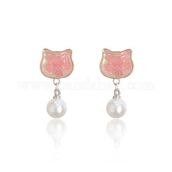 Cat Shape Alloy Resin Dangle Stud Earrings&nbsp;FS-WGD1263-03