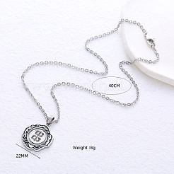 Vintage 304 Stainless Steel Enamel Black Flower Pendant Necklaces for Women&nbsp;MU3860