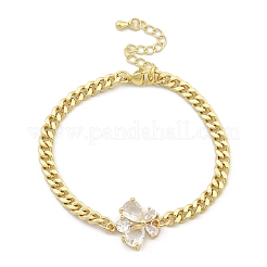 Brass Micro Pave Cubic Zirconia Link Bracelets&nbsp;BJEW-Z082-01G-02