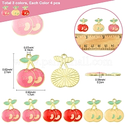 12Pcs 3 Colors Light Gold Plated Alloy Enamel Pendants&nbsp;FIND-FS0002-83