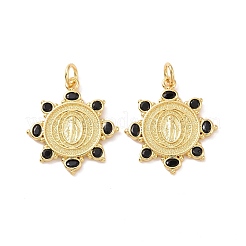 Sun Brass Micro Pave Black Cubic Zirconia Pendants&nbsp;KK-G435-32G