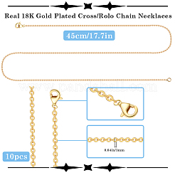 10Pcs Brass Cable Chain Necklaces Set&nbsp;MAK-BBC0001-12A
