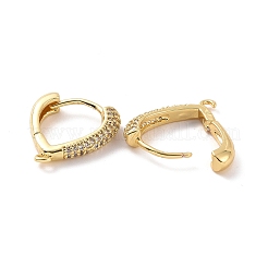Brass Micro Pave Clear Cubic Zirconia Hoop Earring Findings&nbsp;ZIRC-F133-12G