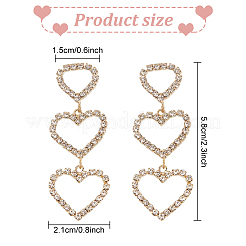 2 Pairs 2 Colors Crystal Rhinestone Triple Hollow Heart Dangle Stud Earrings with 925 Sterling Silver Pins&nbsp;EJEW-AN0001-22