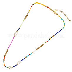 Bohemian Glass Seed Beads & Imitation Pearl Beaded Necklaces for Women&nbsp;JZ7390-1
