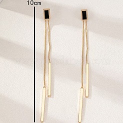 Zinc Alloy Rectangle Tassel Stud Earrings&nbsp;FS-WGA375F-01