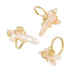 Cross Natural Pearl Finger Rings&nbsp;RJEW-K286-08G
