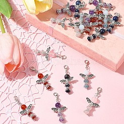 20Pcs 5 Styles Angel Natural Carnelian & Rose Quartz & Quartz & Lapis Lazuli & Amethyst Pendant Decorations&nbsp;HJEW-FS00014