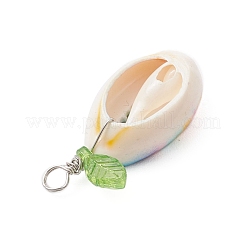 Summer Printed Natural Cowrie Shell Pendants&nbsp;PALLOY-JF04155