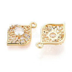 Brass Pave Clear Cubic Zirconia Pendants&nbsp;KK-T077-39G