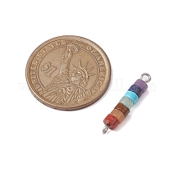 7 Chakra Mixed Gemstone Disc Beaded Connector Charms&nbsp;PALLOY-JF02744-01