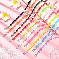 10Pcs 10 Colors Acrylic Cable Chain Cap Chains&nbsp;HJEW-CJ00006