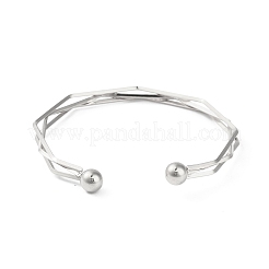 Non-Tarnish 304 Stainless Steel 3 Line Open Cuff Bangles for Women&nbsp;BJEW-S155-01P