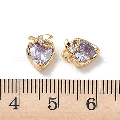 Brass Micro Pave Cubic Zirconia Charms&nbsp;KK-P355-16G-02