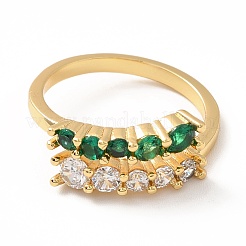 Cubic Zirconia Rectangle Open Cuff Rings&nbsp;RJEW-H101-22G