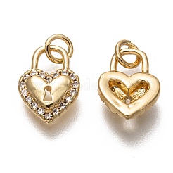 Brass Micro Pave Clear Cubic Zirconia Charms&nbsp;ZIRC-B002-11G