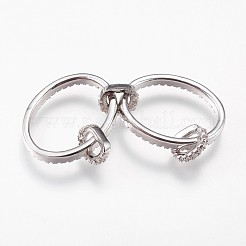 Brass Micro Pave Cubic Zirconia Links Rings&nbsp;KK-I614-035P