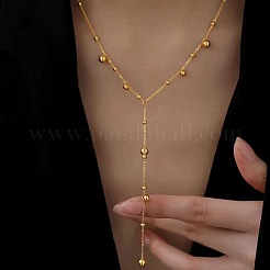 304 Stainless Steel Ball Chain Long Tassel Y Necklaces for Women&nbsp;FS-WG75565-01