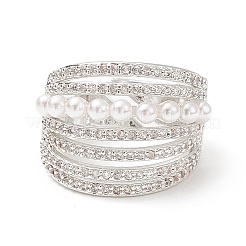 Adjustable Brass Micro Pave Clear Cubic Zirconia Cuff Rings&nbsp;RJEW-L098-001P