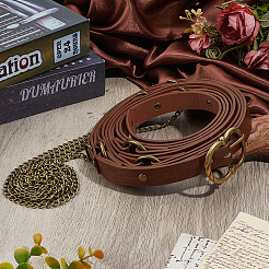 Medieval PU Leather Waist Belts with Alloy Chains Tassel&nbsp;AJEW-WH0709-227A