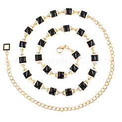 Alloy Black Enamel Link Chain Waist Chain Belts&nbsp;FS-WG63691-01