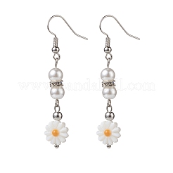 Plastic Pearl Daisy Pendant Dangle Earrings & Stretch Bracelet & Pendant Necklace&nbsp;SJEW-JS01256