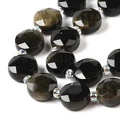 Natural Golden Sheen Obsidian Bead Strands&nbsp;G-C116-A07-01