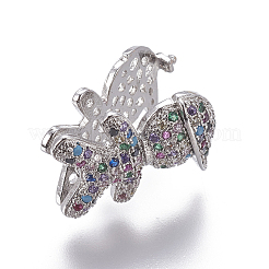Brass Micro Pave Cubic Zirconia Slide Charms&nbsp;ZIRC-F099-21P