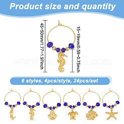 24Pcs 6 Styles Alloy Wine Glass Charms&nbsp;AJEW-GO00014