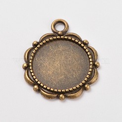 Flower Alloy Pendant Cabochon Settings and Half Round/Dome Clear Glass Cabochons&nbsp;DIY-X0221-AB-FF