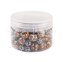 100Pcs 2 Patterns Printed Natural Wooden Beads&nbsp;WOOD-BY0001-01