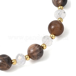 Natural Black Moonstone Beaded Stretch Bracelets for Women&nbsp;BJEW-JB12792
