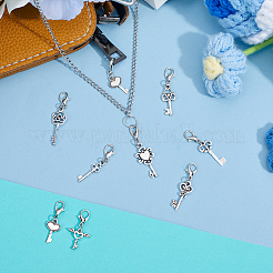36Pcs 9 Styles Key Alloy Pendant Decorations&nbsp;HJEW-GO00259