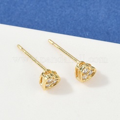 Clear Cubic Zirconia Heart Stud Earrings&nbsp;EJEW-K093-24G