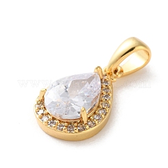 Brass Micro Pave Clear Cubic Zirconia Pendants&nbsp;KK-L227-001G