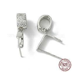 Anti-Tarnish Rhodium Plated 925 Sterling Silver Micro Pave Cubic Zirconia Pendant Bails&nbsp;STER-P034-43P